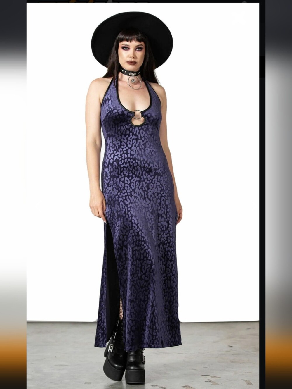 Purple Halter Maxi Dress with Ring Detail